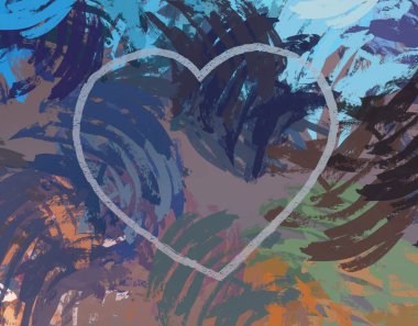 Soyut Sevgililer Günü arkaplan sanatı. Kalpler tuvalde. Çok renkli romantik bir fon. Çağdaş sanat. Sanatsal dijital palet.