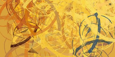 Soyut arka plan sanatı. 2D çizim. Etkileyici yağlı boya resim. Tuvalde fırça darbeleri. Modern sanat. Çok renkli arkaplan. Çağdaş sanat. İfade. Sanatsal dijital palet.