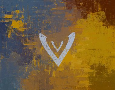 Soyut Sevgililer Günü arkaplan sanatı. Kalpler tuvalde. Çok renkli romantik bir fon. Çağdaş sanat. Sanatsal dijital palet.