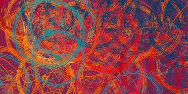 Soyut arka plan sanatı. 2D çizim. Etkileyici yağlı boya resim. Tuvalde fırça darbeleri. Modern sanat. Çok renkli arkaplan. Çağdaş sanat. İfade. Sanatsal dijital palet.