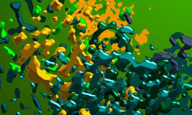 Soyut arka plan sanatı. 3 boyutlu illüstrasyon. Çok renkli arkaplan. Çağdaş sanat. Sanatsal dijital palet.