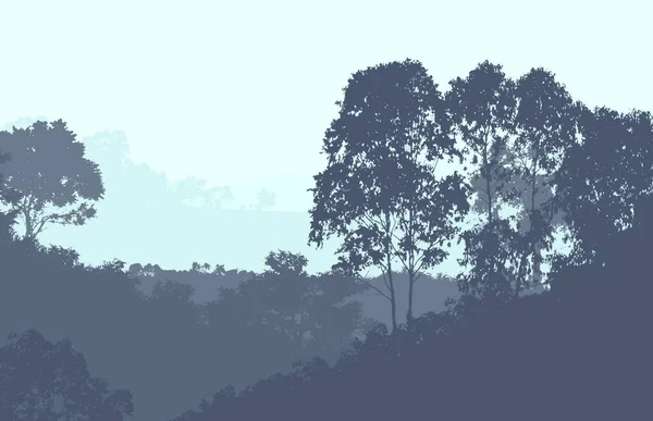 Soyut Tepe Orman Manzarası Sisli Ağaçlar Fotokopi Alanı Doğal Arkaplan — Stok fotoğraf