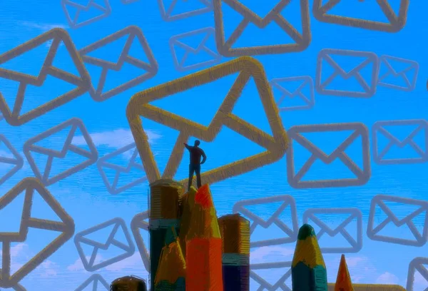 Fond Abstrait Avec Silhouette Humaine Mails — Photo