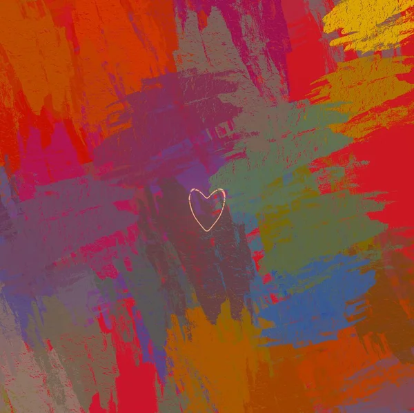 Abstract Valentine Background Art Corazones Sobre Lienzo Fondos Románticos Multicolor —  Fotos de Stock