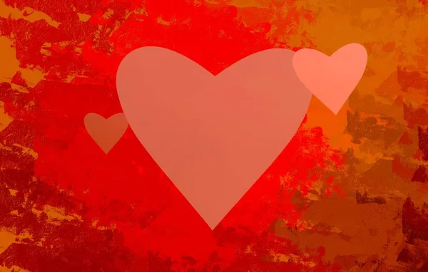 발렌타인의 예술을 추상화 캔버스에 마음을 색깔의 로맨틱 예술적 디지털 팔레트 — 스톡 사진