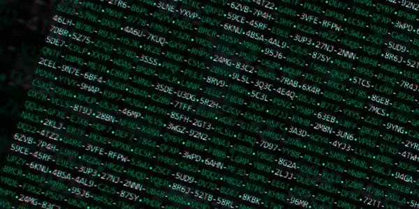 Software developer programming code. Abstract modern virtual computer ...