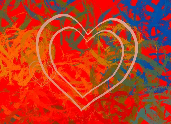 Abstract Valentine Background Art Hearts Canvas Multicolored Romantic Backdrop Contemporary — Stock Photo, Image