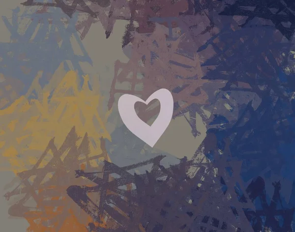 Soyut Sevgililer Günü arkaplan sanatı. Kalpler tuvalde. Çok renkli romantik bir fon. Çağdaş sanat. Sanatsal dijital palet.