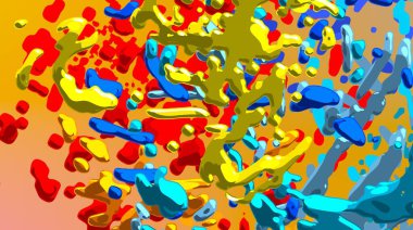 Soyut arka plan sanatı. 3 boyutlu illüstrasyon. Tuvalde fırça darbeleri. Çok renkli arkaplan. Çağdaş sanat. Sanatsal dijital palet.