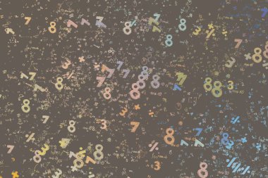 Matematik. 2D çizim. Numaralı soyut arkaplan, boşluğu kopyala 