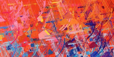 Soyut arka plan sanatı. 2D çizim. Etkileyici yağlı boya resim. Tuvalde fırça darbeleri. Modern sanat. Çok renkli arkaplan. Çağdaş sanat. İfade. Sanatsal dijital palet.