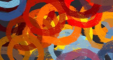 Soyut arka plan sanatı. 2D çizim. Etkileyici yağlı boya resim. Tuvalde fırça darbeleri. Modern sanat. Çok renkli arkaplan. Çağdaş sanat. İfade. Sanatsal dijital palet.