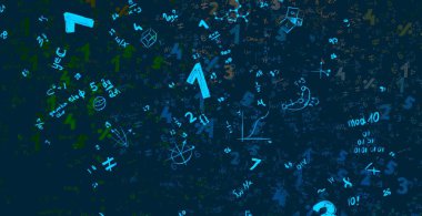 Matematik. 2D çizim. Numaralı soyut arkaplan, boşluğu kopyala 