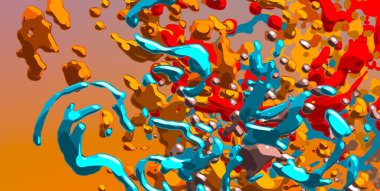 Soyut arka plan sanatı. 3 boyutlu illüstrasyon. Tuvalde fırça darbeleri. Çok renkli arkaplan. Çağdaş sanat. Sanatsal dijital palet.