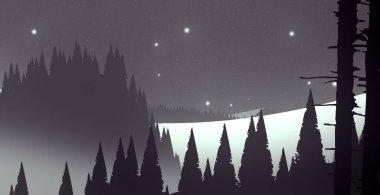 soyut tepe orman manzarası sisli ağaçlar fotokopi alanı, doğal arkaplan