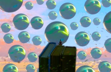 İnsan silueti ve topları ile soyut arkaplan  