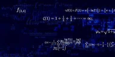 Formüllü matematik geçmişi, kusursuz çizimler. Renkli sembollü soyut desen  