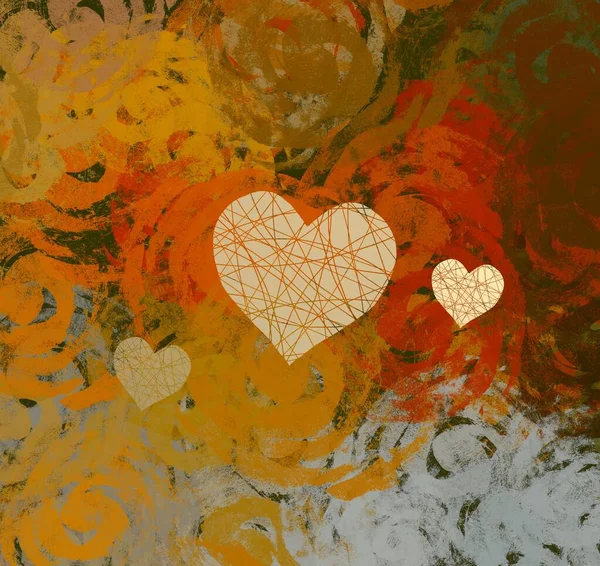 Resumo Valentine Background Art Corações Sobre Tela Cenário Romântico Multicolorido — Fotografia de Stock