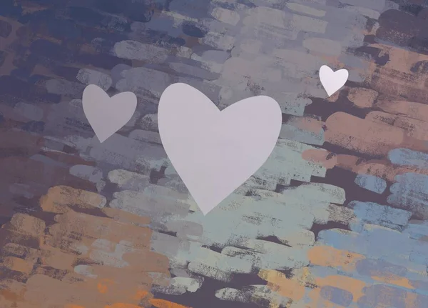 Abstract Valentine Background Art Hearts Canvas Multicolored Romantic Backdrop Contemporary — Stock Photo, Image