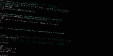 Yazılım geliştirici programlama kodu. Soyut modern sanal bilgisayar senaryosu. Masaüstü ekranında yazılım geliştirici programcının çalışması 