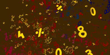 Matematik. 2D çizim. Numaralı soyut arkaplan, boşluğu kopyala 