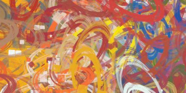 Soyut arka plan sanatı. 2D çizim. Etkileyici yağlı boya resim. Tuvalde fırça darbeleri. Modern sanat. Çok renkli arkaplan. Çağdaş sanat. İfade. Sanatsal dijital palet.