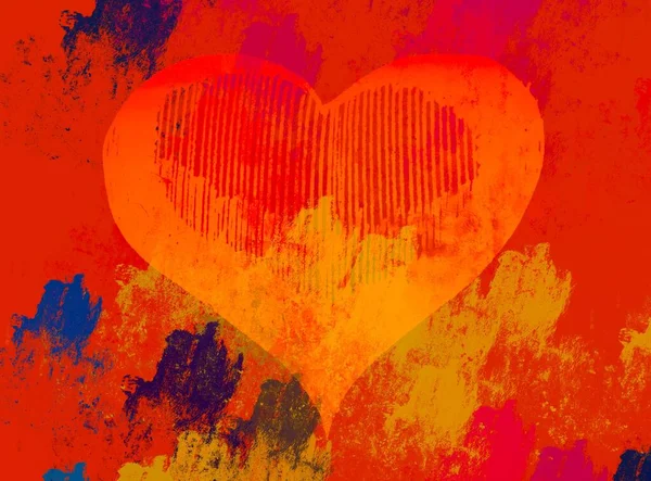 Abstract Valentine Background Art Hearts Canvas Multicolored Romantic Backdrop Contemporary — Stock Photo, Image
