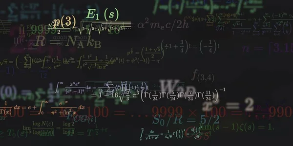 Kontekst Matematyczny Formułami Bezproblemowa Ilustracja Abstrakcyjny Wzór Kolorowymi Symbolami — Zdjęcie stockowe