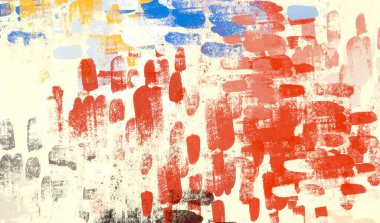 Soyut arka plan sanatı. 2D çizim. Etkileyici yağlı boya resim. Tuvalde fırça darbeleri. Modern sanat. Çok renkli arkaplan. Çağdaş sanat. İfade. Sanatsal dijital palet.