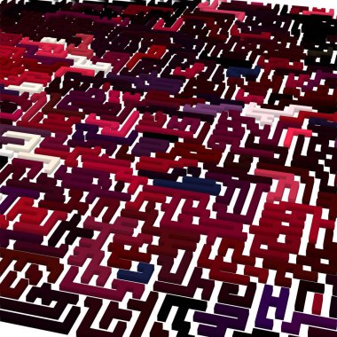 Renkli labirent arkaplanı, kopya alanı ile 3d illüstrasyon  