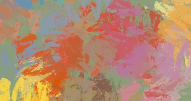 Soyut arka plan sanatı. 2D çizim. Etkileyici yağlı boya resim. Tuvalde fırça darbeleri. Modern sanat. Çok renkli arkaplan. Çağdaş sanat. İfade. Sanatsal dijital palet.