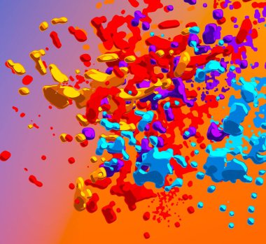 Soyut arka plan sanatı. 3 boyutlu illüstrasyon. Çok renkli arkaplan. Çağdaş sanat. Sanatsal dijital palet.