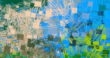 Soyut arka plan sanatı. 2D çizim. Etkileyici yağlı boya resim. Tuvalde fırça darbeleri. Modern sanat. Çok renkli arkaplan. Çağdaş sanat. İfade. Sanatsal dijital palet.