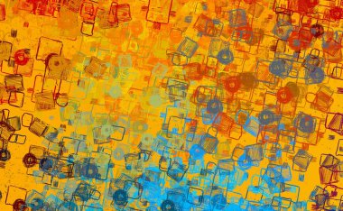 Soyut arka plan sanatı. 2D çizim. Etkileyici yağlı boya resim. Tuvalde fırça darbeleri. Modern sanat. Çok renkli arkaplan. Çağdaş sanat. İfade. Sanatsal dijital palet.