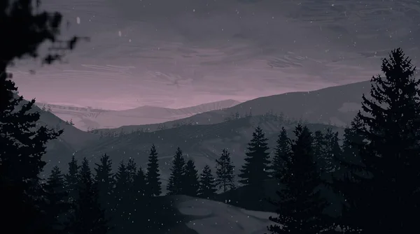 Abstrato Nebuloso Montanhas Paisagem Com Árvores Fundo Natural — Fotografia de Stock