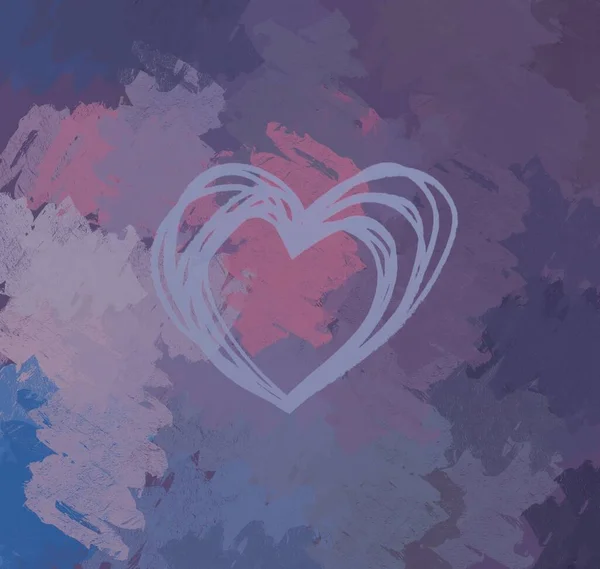 Abstract Valentine Background Art Hearts Canvas Multicolored Romantic Backdrop Contemporary — Stock Photo, Image