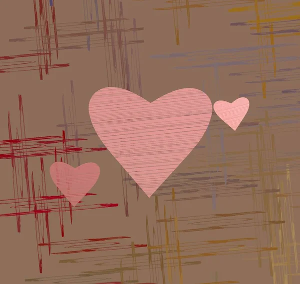 Abstract Valentine Background Art Corazones Sobre Lienzo Fondos Románticos Multicolor — Foto de Stock