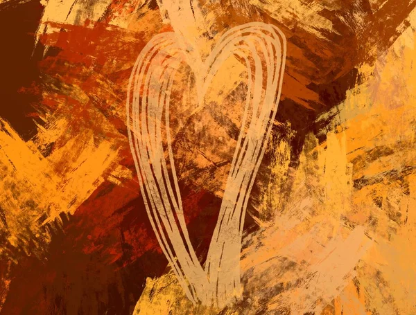 瓦伦丁背景艺术 帆布上的心 五彩斑斓的浪漫背景 当代艺术艺术数字调色板 — 图库照片