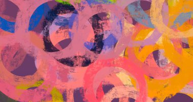 Soyut arka plan sanatı. 2D çizim. Etkileyici yağlı boya resim. Tuvalde fırça darbeleri. Modern sanat. Çok renkli arkaplan. Çağdaş sanat. İfade. Sanatsal dijital palet.