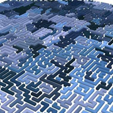Renkli labirent arkaplanı, kopya alanı ile 3d illüstrasyon  