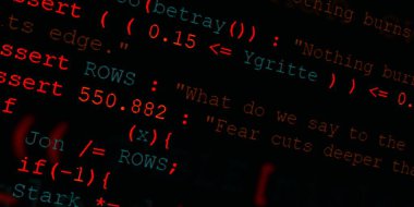 Yazılım geliştirici programlama kodu. Soyut modern sanal bilgisayar senaryosu. Masaüstü ekranında yazılım geliştirici programcının çalışması 