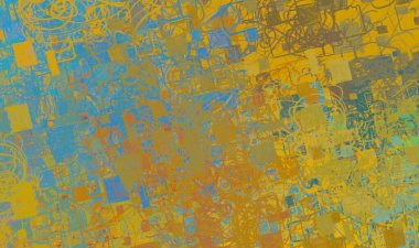 Soyut arka plan sanatı. 2D çizim. Etkileyici yağlı boya resim. Tuvalde fırça darbeleri. Modern sanat. Çok renkli arkaplan. Çağdaş sanat. İfade. Sanatsal dijital palet.