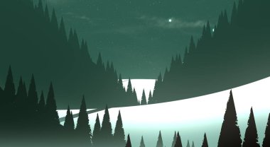 soyut tepe orman manzarası sisli ağaçlar fotokopi alanı, doğal arkaplan