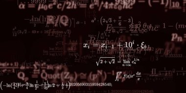 Formüllü matematik geçmişi, kusursuz çizimler. Renkli sembollü soyut desen  