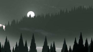 soyut tepe orman manzarası sisli ağaçlar fotokopi alanı, doğal arkaplan