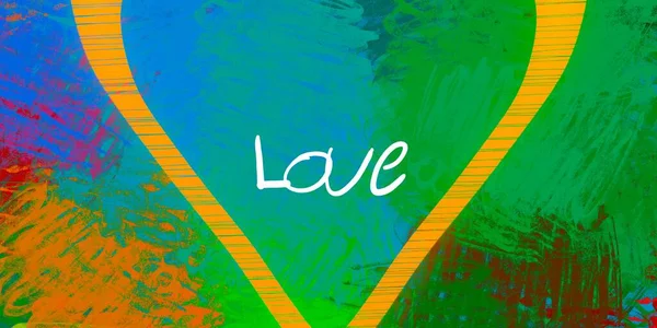 Soyut Sevgililer Günü arkaplan sanatı. Kalpler tuvalde. Çok renkli romantik bir fon. Çağdaş sanat. Sanatsal dijital palet.