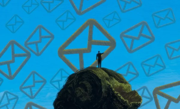 Αφηρημένο Φόντο Ανθρώπινη Σιλουέτα Και Mails — Φωτογραφία Αρχείου