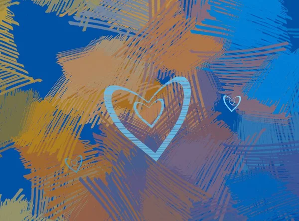 Soyut Sevgililer Günü arkaplan sanatı. Kalpler tuvalde. Çok renkli romantik bir fon. Çağdaş sanat. Sanatsal dijital palet.