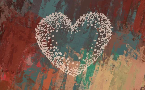 Abstract Valentine Background Art Hearts Canvas Multicolored Romantic Backdrop Contemporary — Stock Photo, Image