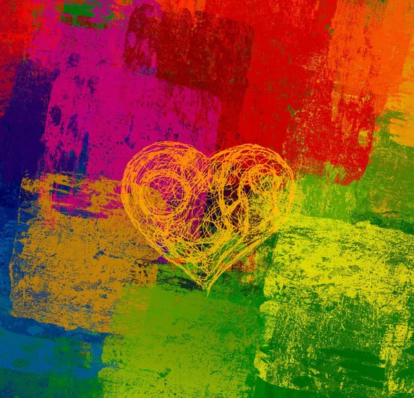 Resumo Valentine Background Art Corações Sobre Tela Cenário Romântico Multicolorido — Fotografia de Stock